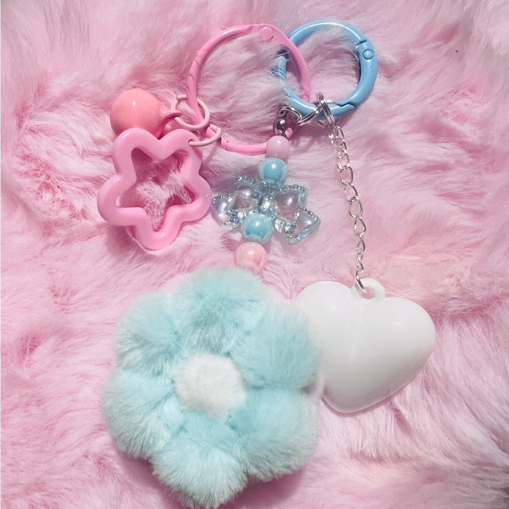 Buy 3 get 1 free❤️❤️Pastel Blue and Pink Keychain Charm
